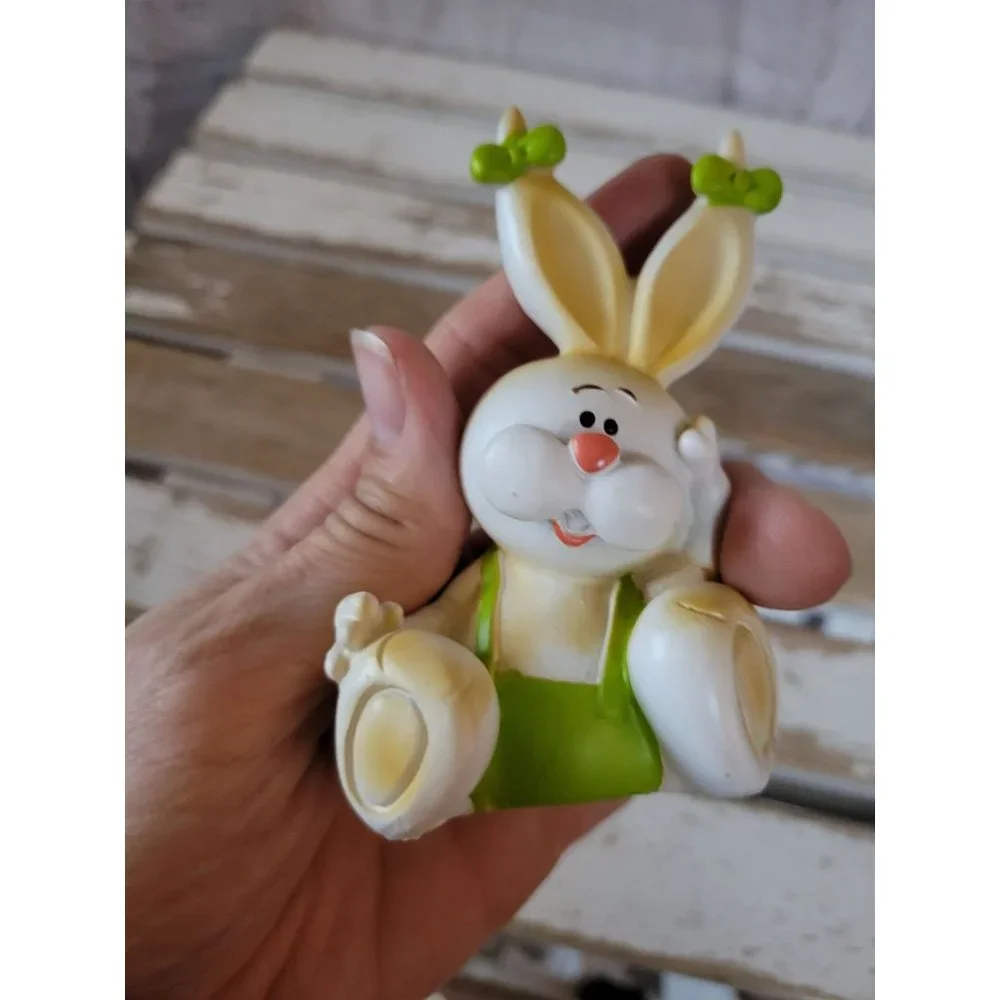 Easter bunny rabbit village‎ figurine boy overalls figurine